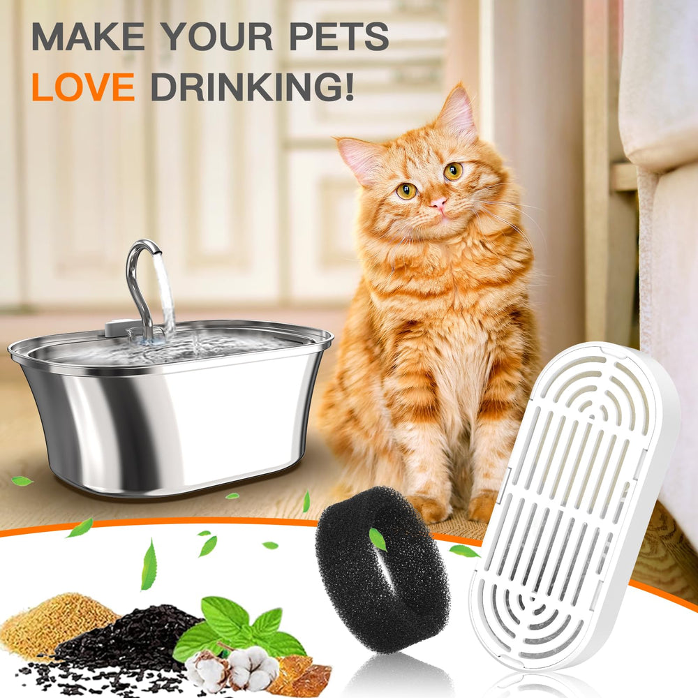 Bebedero de acero inoxidable Petilog con filtros para gatos