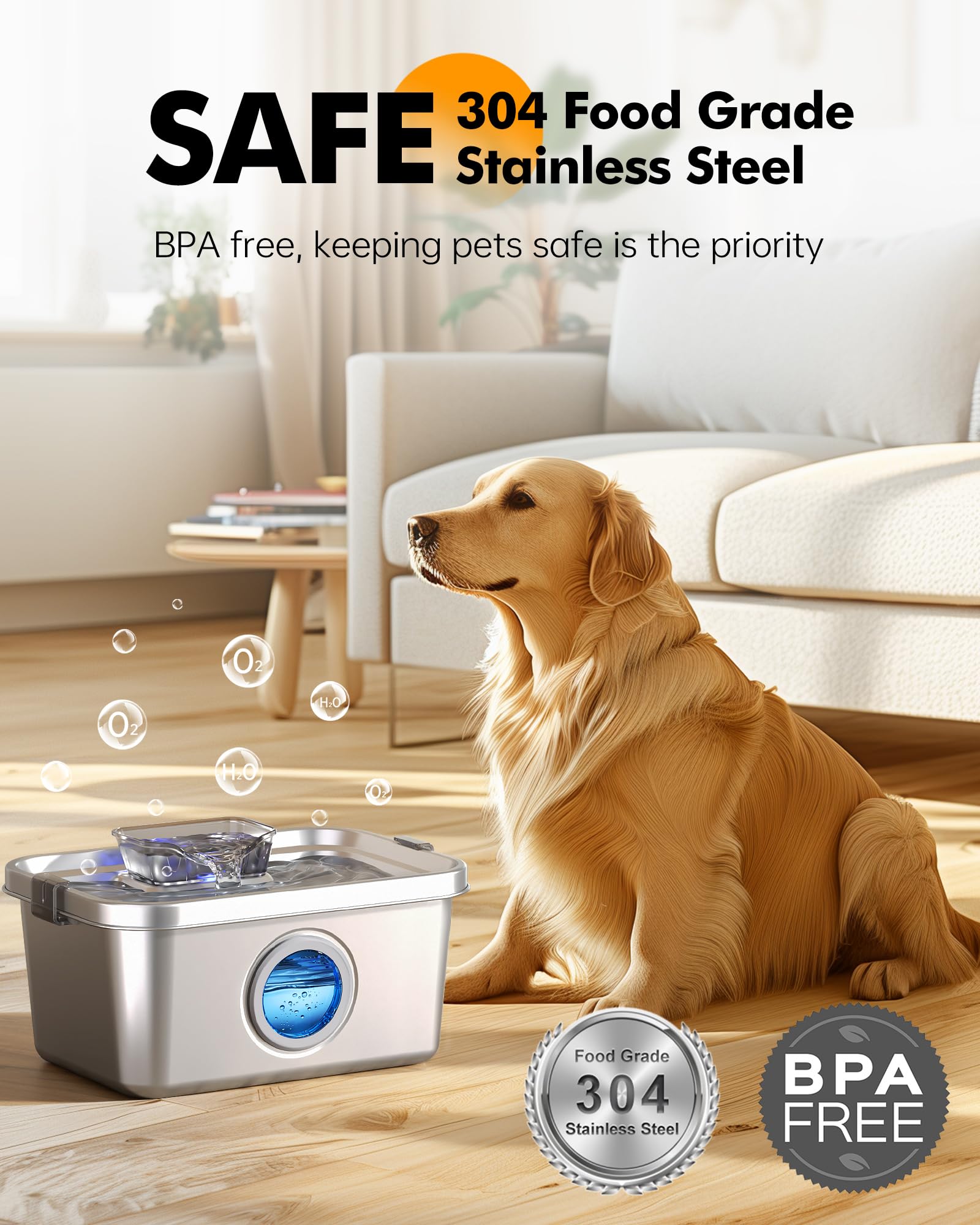 PETIMI fuente de agua con filtración triple, detalle del filtro.