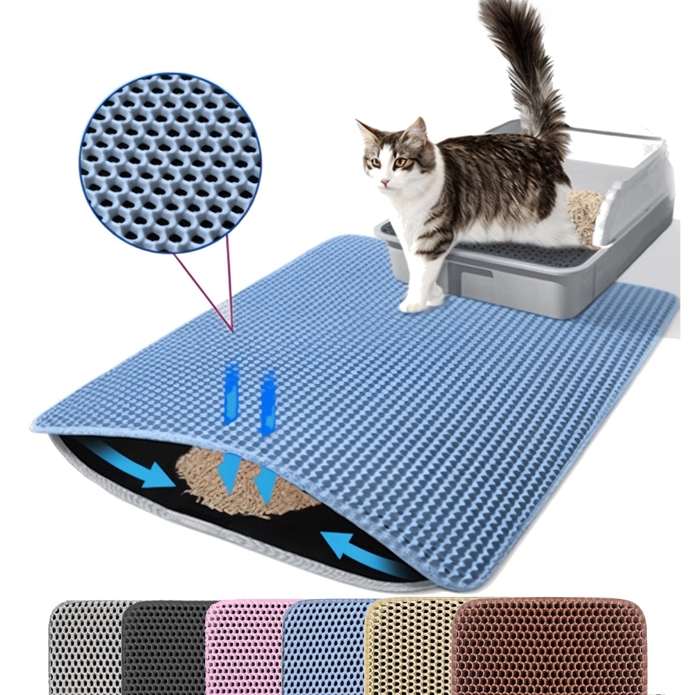Petinstinct Alfombra para arena Gato XL azul: captura arena de las patas y mantiene el suelo limpio.