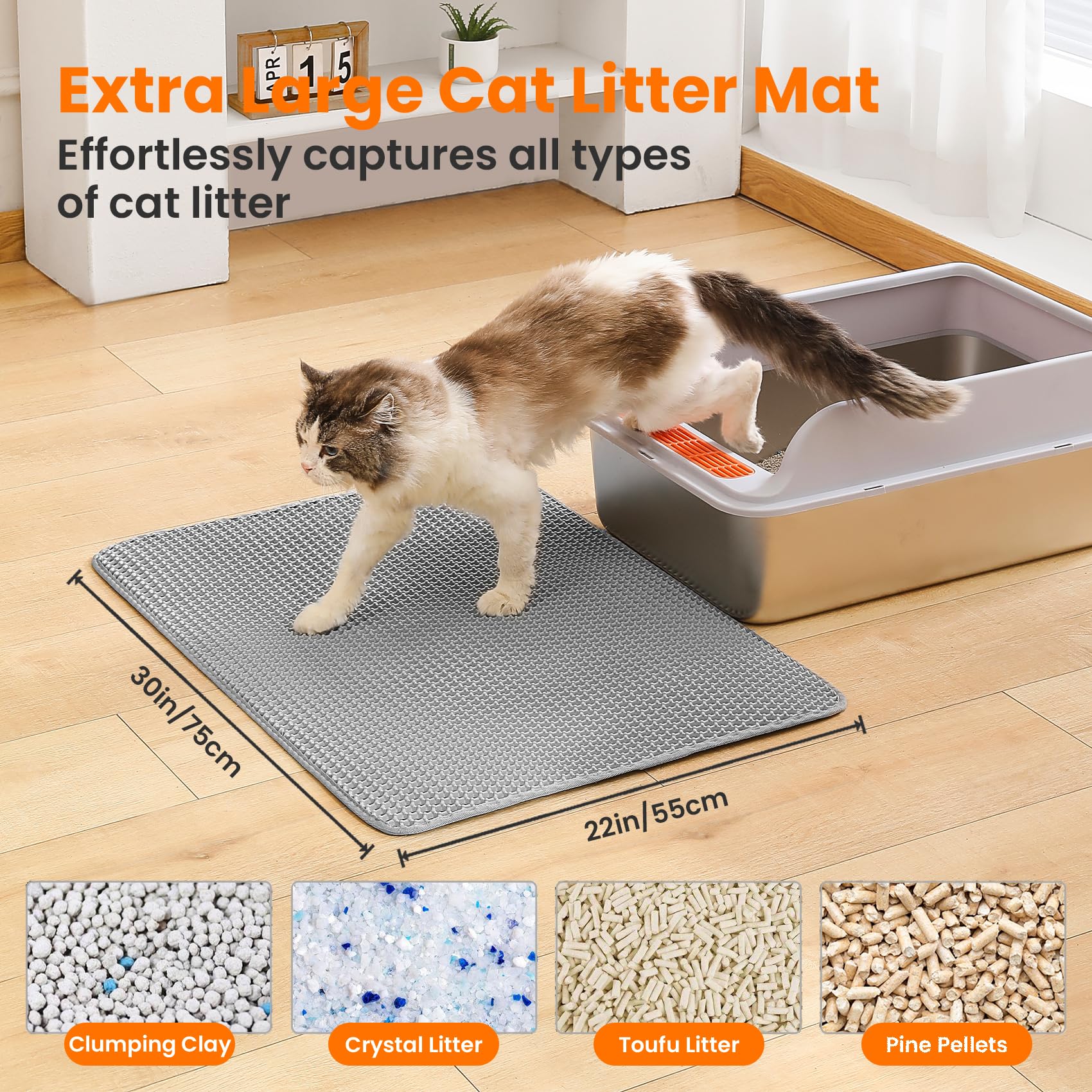 Alfombra anti-deslizante e impermeable Petinstinct para arenero, evita derrames.