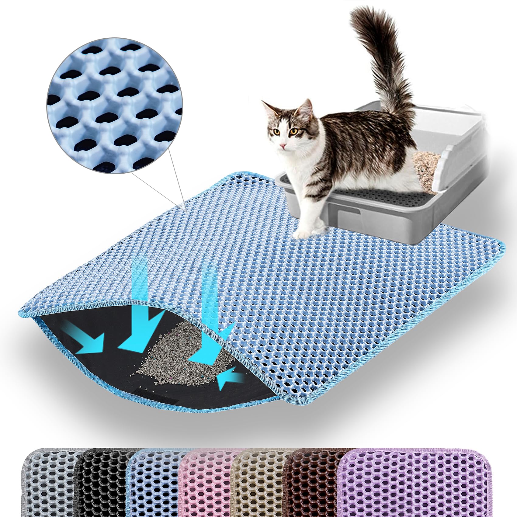 Petinstinct alfombrilla arena gato 20x14: captura arena y protege el suelo.