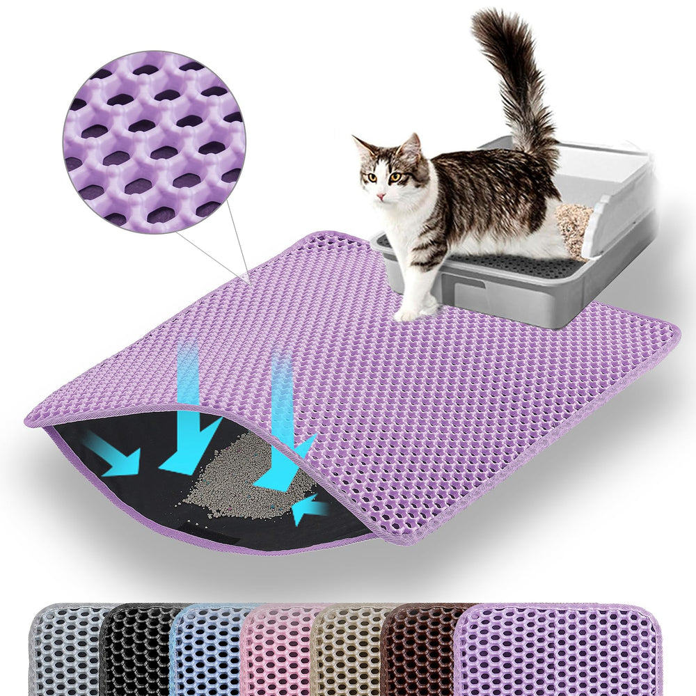 Petinstinct alfombrilla para caja de arena, doble capa, atrapa arena en las patas.