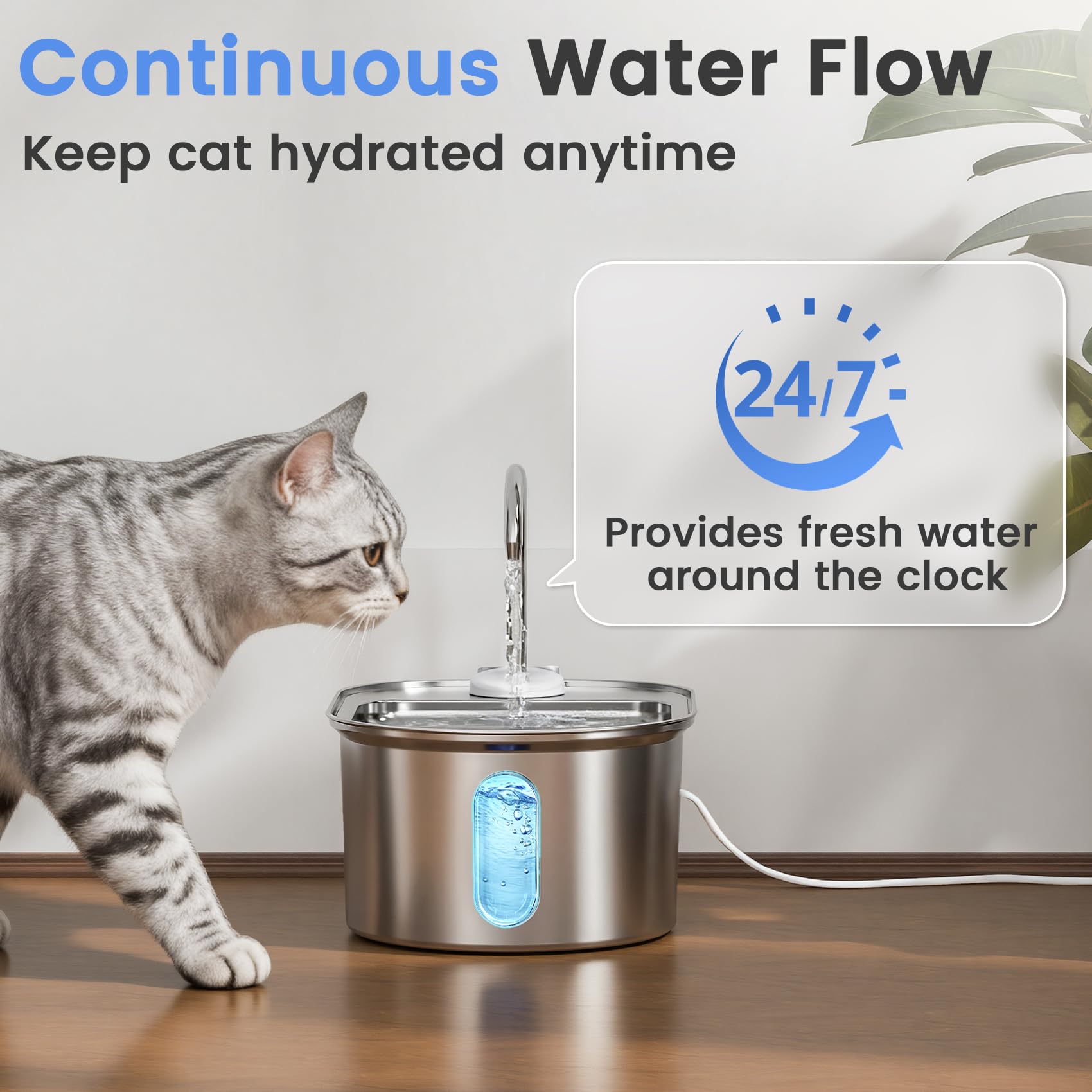 Petinstinct bomba silenciosa con luz azul para controlar el nivel de agua.