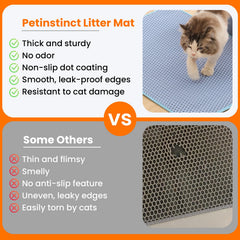 Petinstinct Jumbo alfombra azul XXL, cobertura amplia para la bandeja y menos desorden.