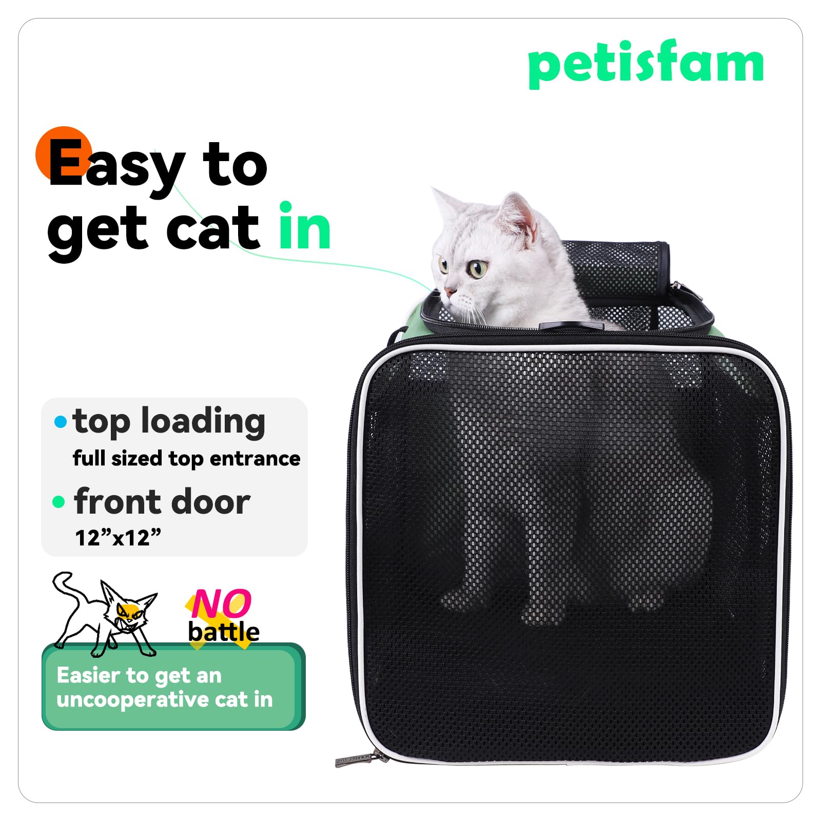 Petisfam portador de mascotas con cama confortable para un viaje cómodo.