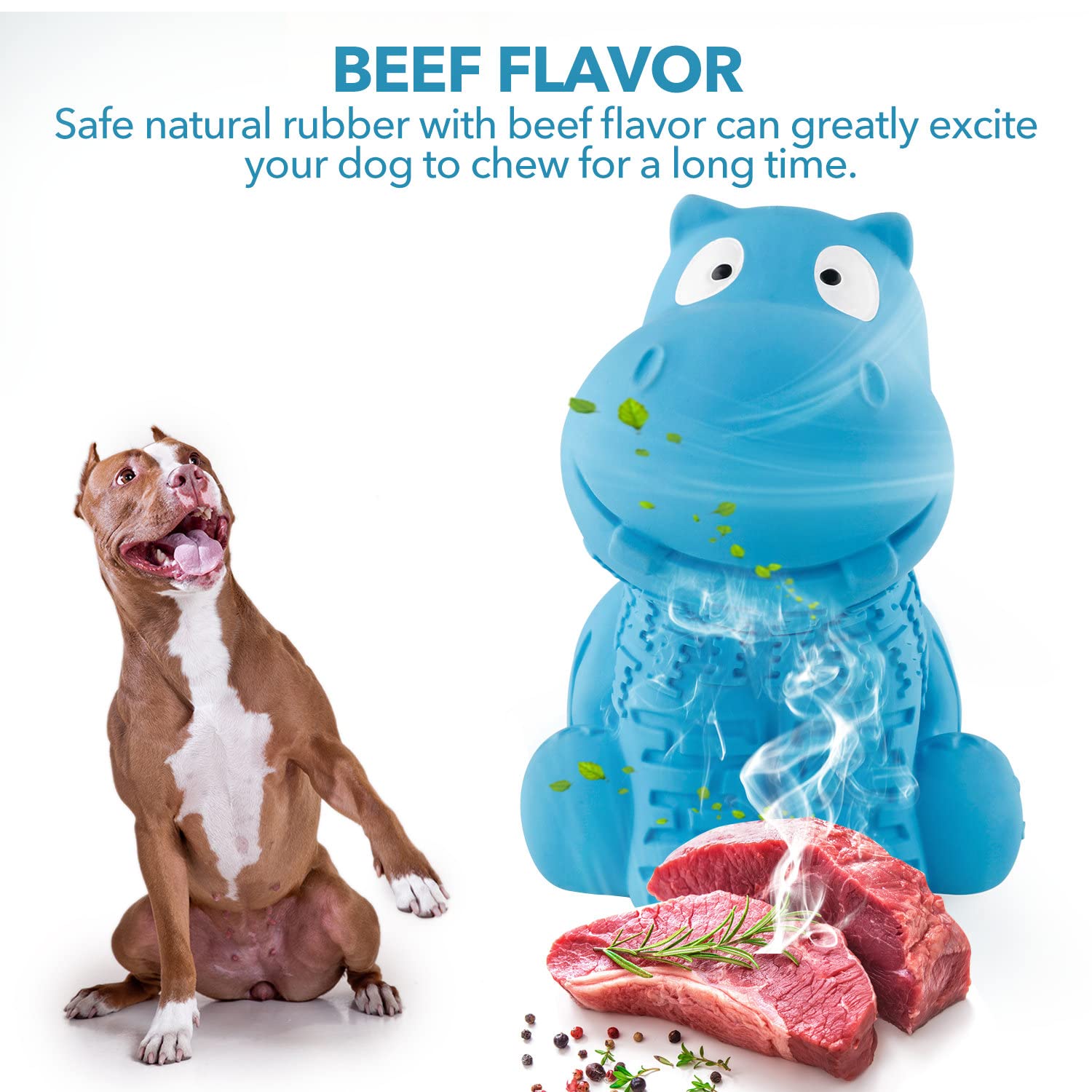 petizer hipopótamo azul, sabor a carne para masticar