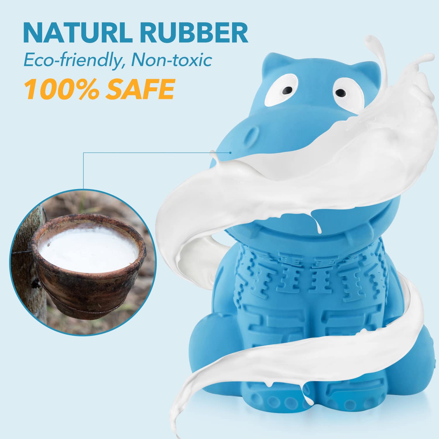 petizer hipopótamo azul, juego de latex natural y duradero
