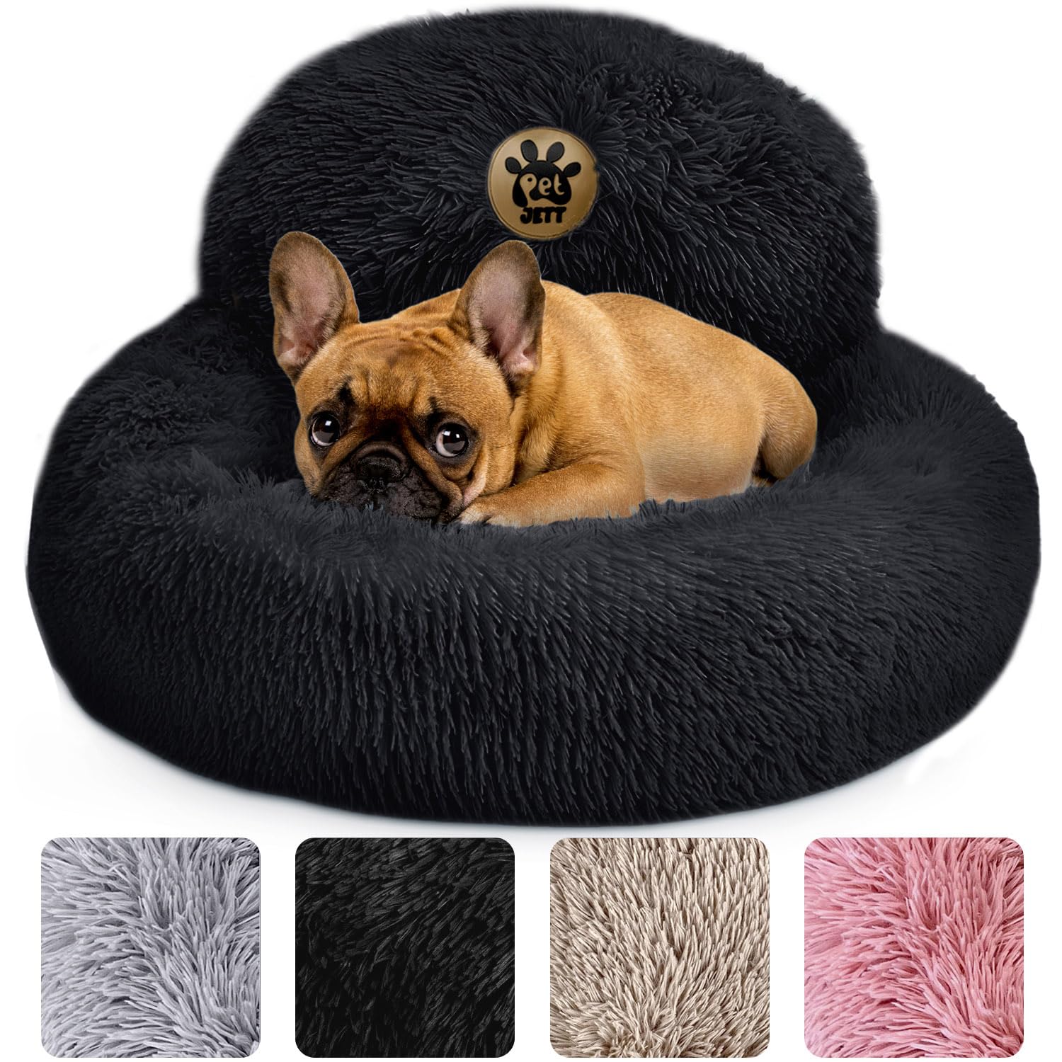 Cama donut PET JETT de 23 pulgadas para perros pequeños, ofrece relajación y confort.