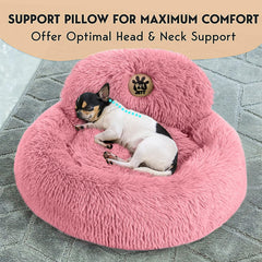 PetJett Cama Perro Donut Peluche Detalle: abrazo envolvente para descanso.