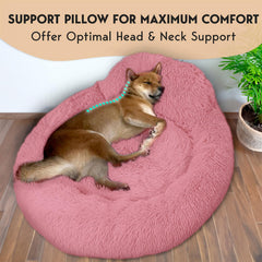 PetJett forma-dona cama con forro peluche rosado, ideal para abrazar.