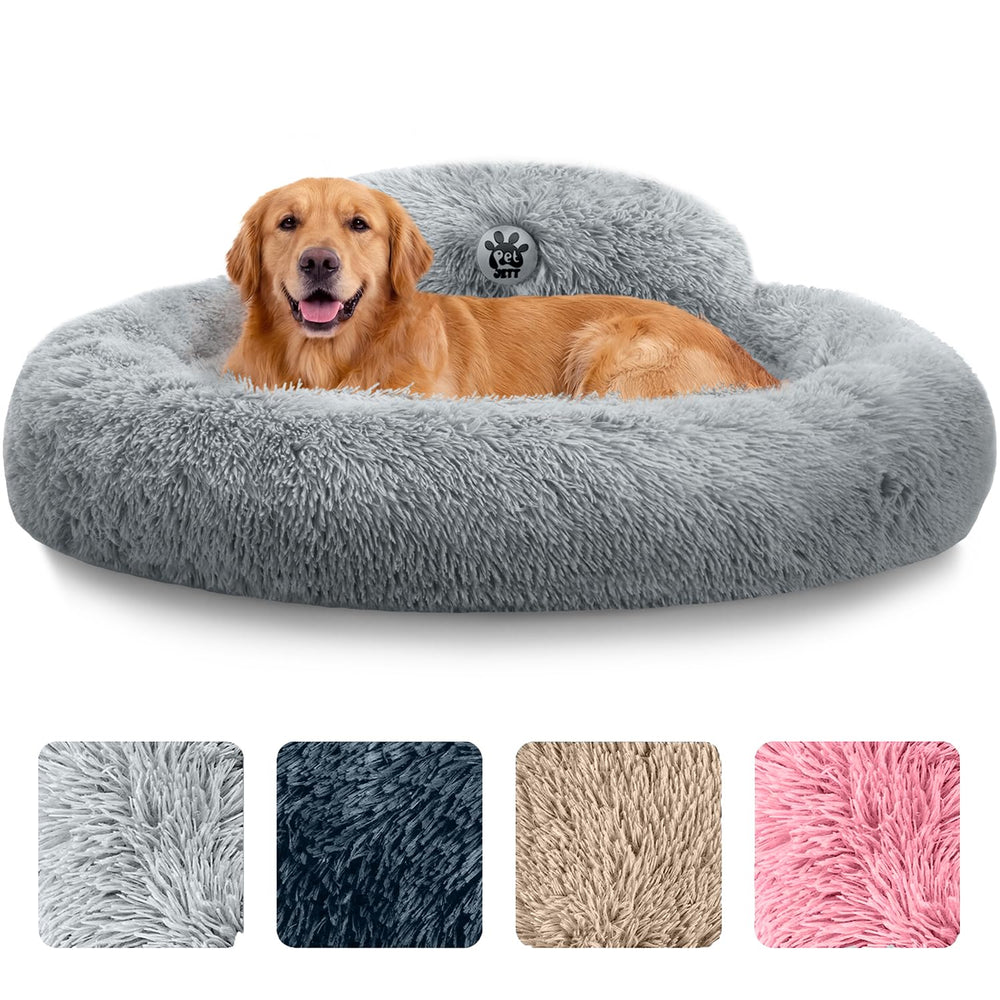 PetJett Cama Perro Redonda Gris: descanso suave para perros grandes.