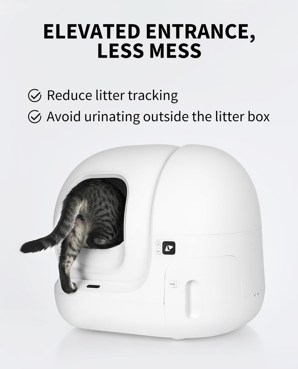 PETKIT Purobot Max Pro, vista lateral, barrera para un entorno más limpio.