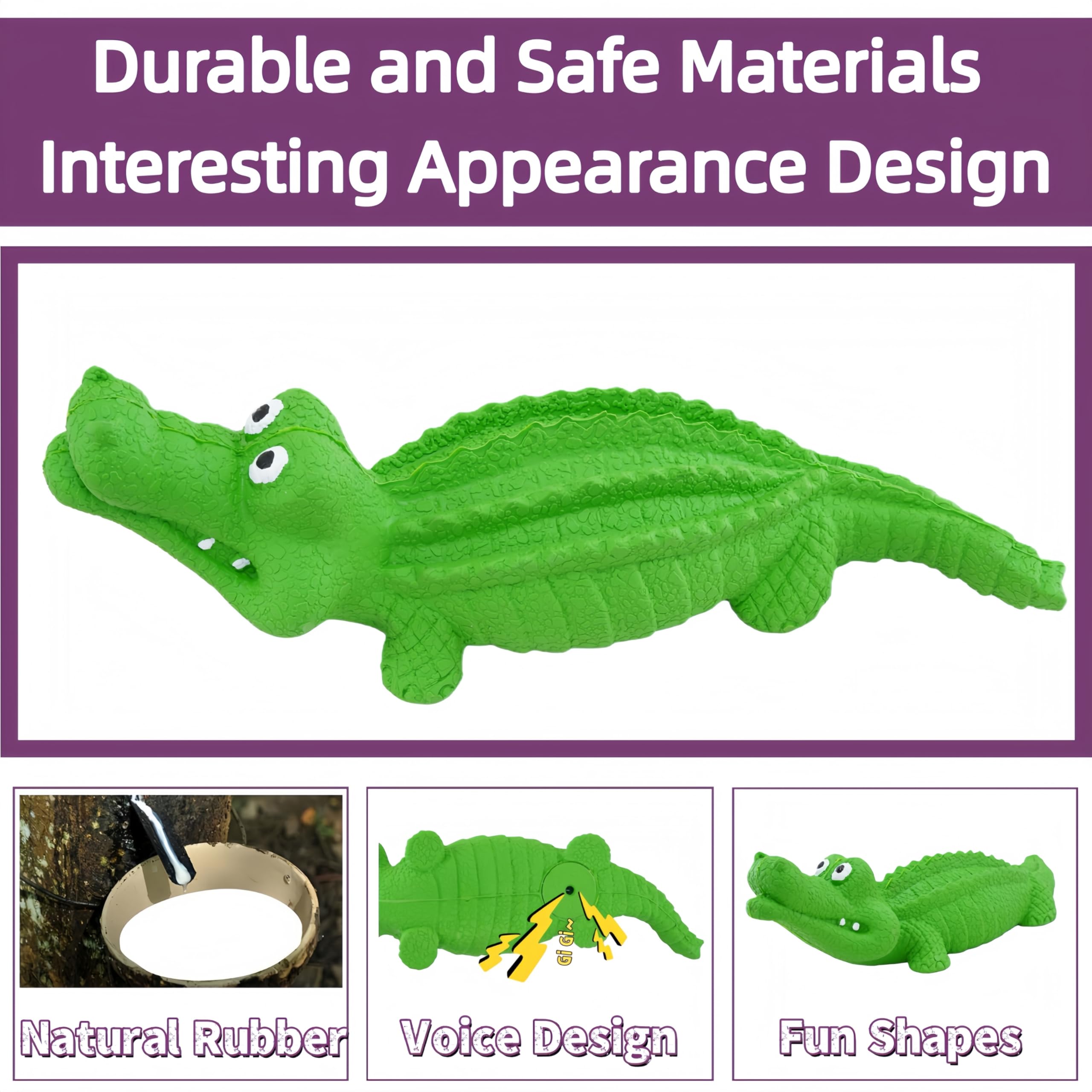 Juguete PETKN aligator con prominencias dentales para limpieza durante juego.
