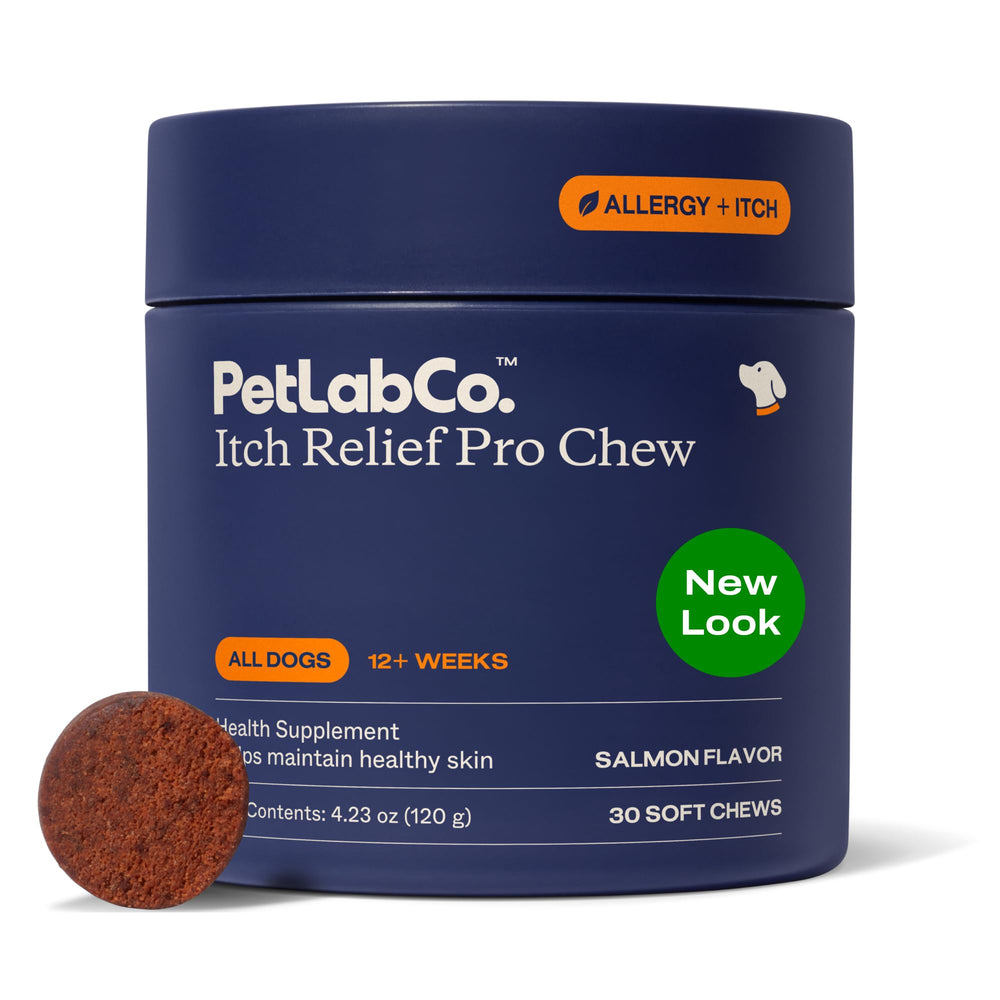 PetLab Co. gomitas de salmón alivian el prurito en perros, sabor agradable.