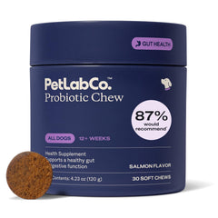 PetLab Co. probióticos para perros sabor salmón para apoyo digestivo diario.