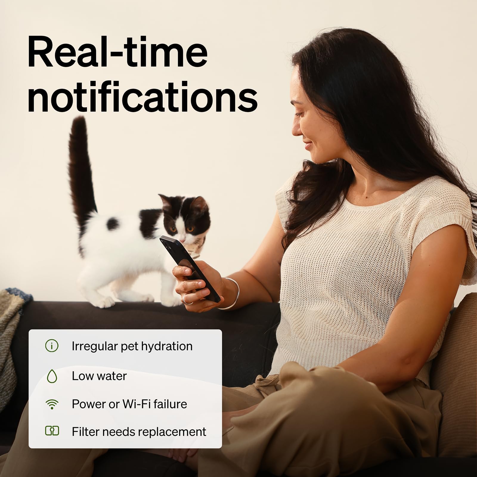PETLIBRO app monitoreo de hidratación, notificaciones en tiempo real.