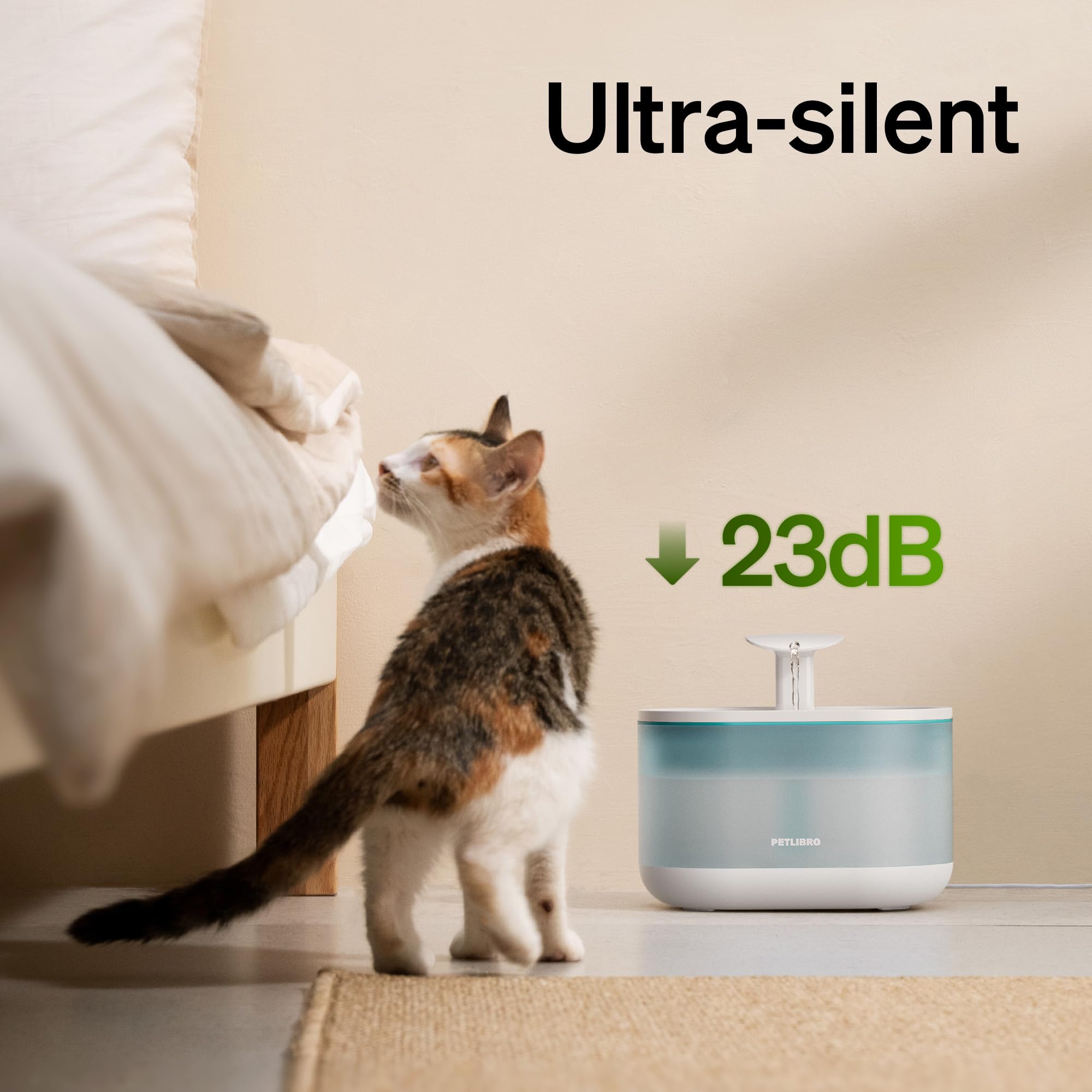 PETLIBRO fuente de agua sin BPA y ABS duradero para uso diario.