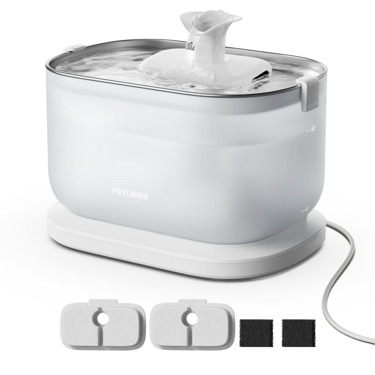PETLIBRO fuente para gatos de acero inoxidable con 2.5 L de capacidad.