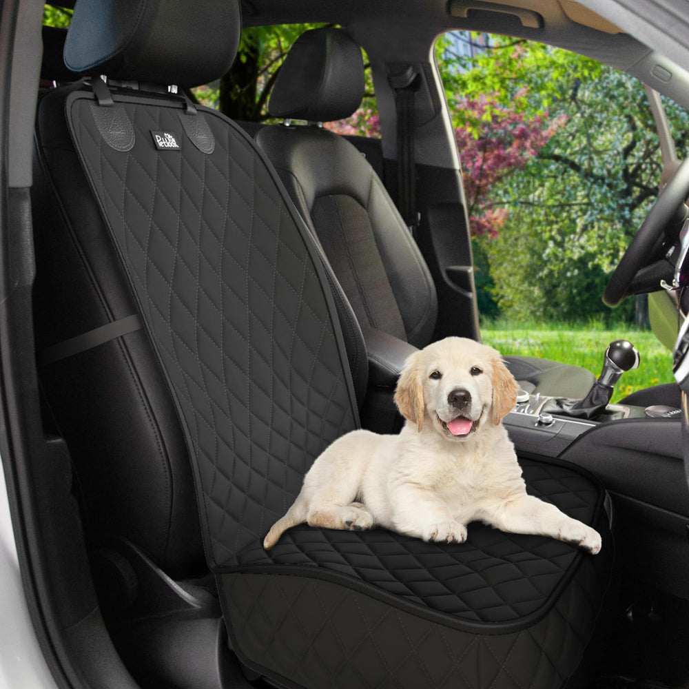 Petloox cobertura delantera de asiento para perros, ajuste seguro y protección antimanchas.