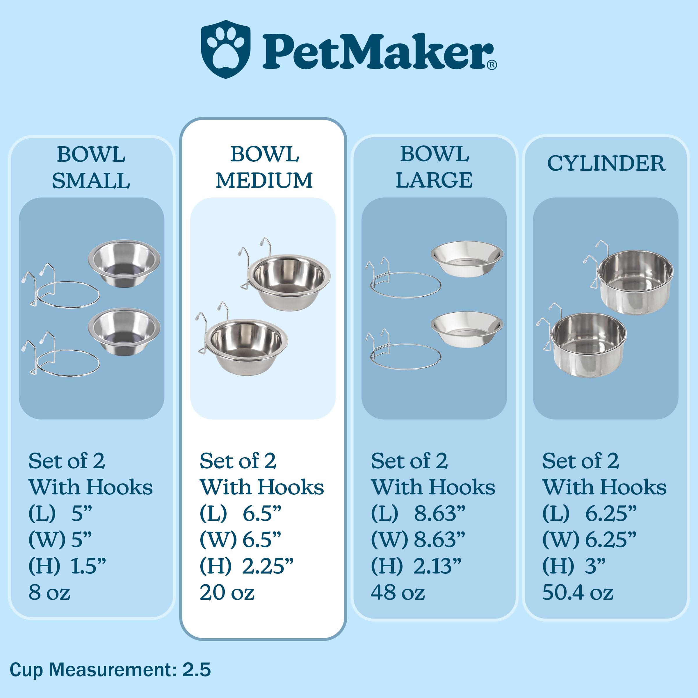 Conjunto con dos cuencos PETMAKER para mascotas de diferentes tamaños.