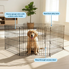 PETMAKER Puppy Playpen puerta con cierres dobles para acceso seguro