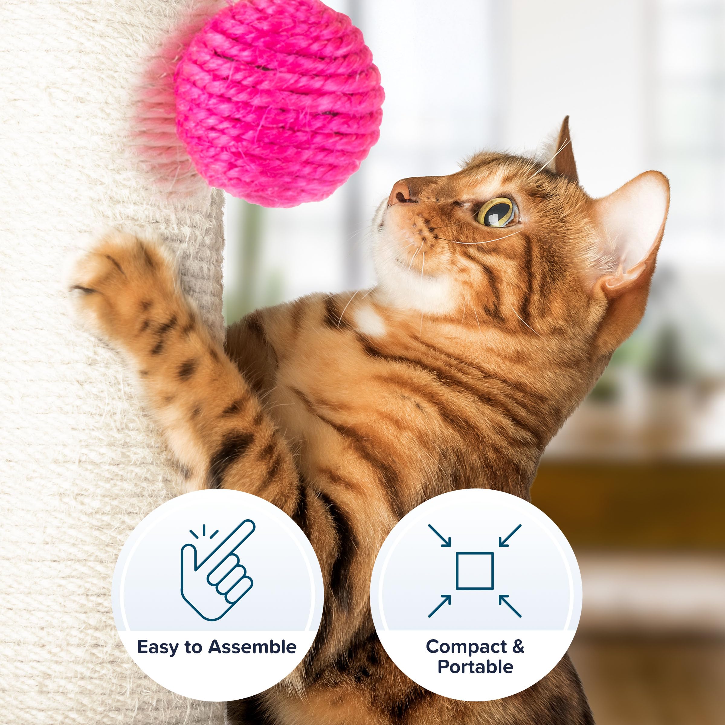 PETMAKER pelotita colgante rosa añade interacción y estimulación sensorial.