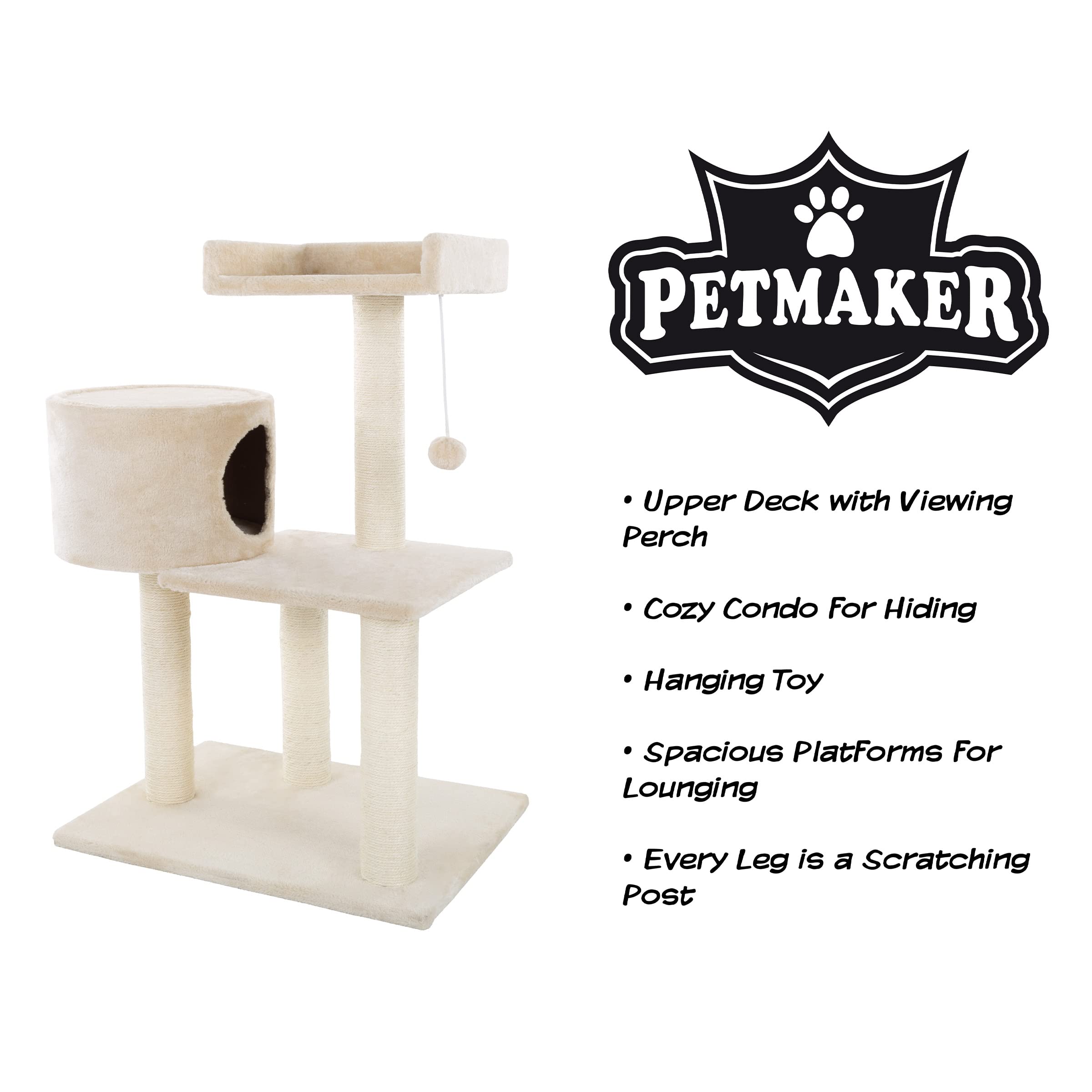 PETMAKER Postes de sisal dos niveles fomentan arañado sin dañar muebles.