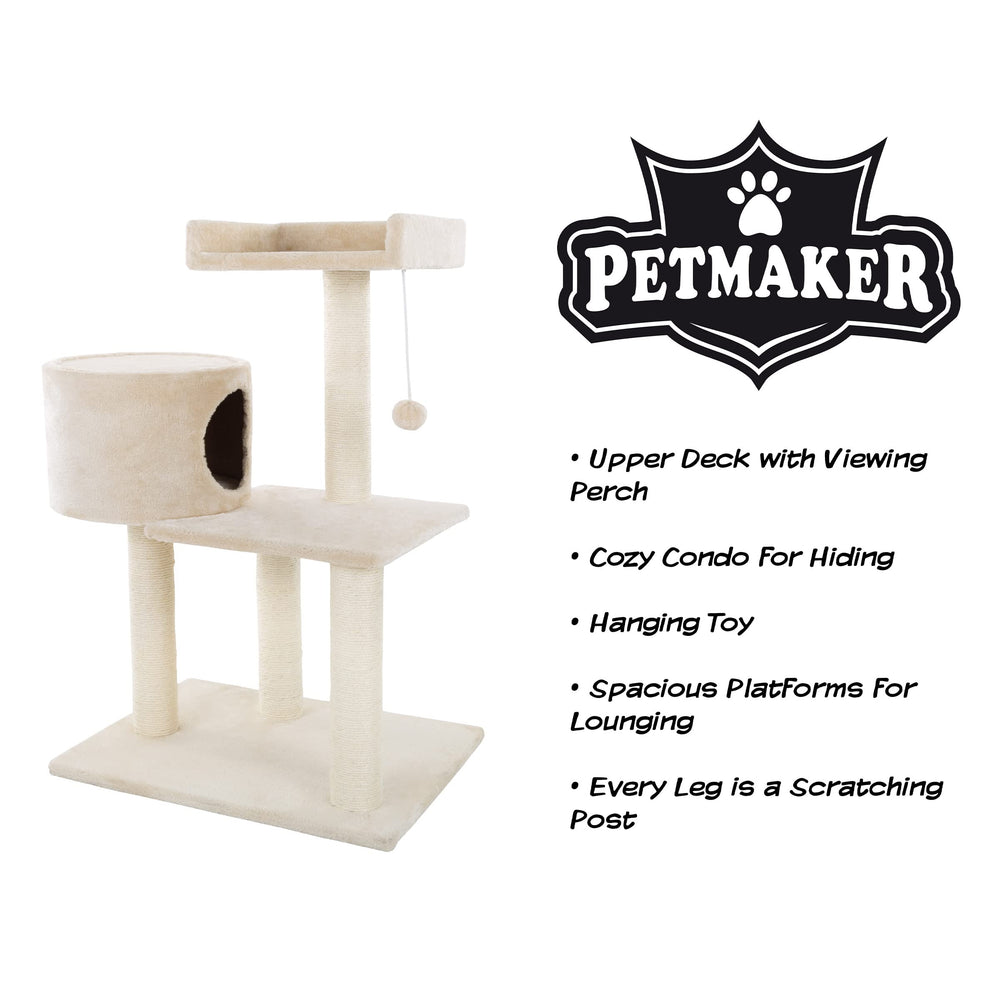 PETMAKER Postes de sisal dos niveles fomentan arañado sin dañar muebles.