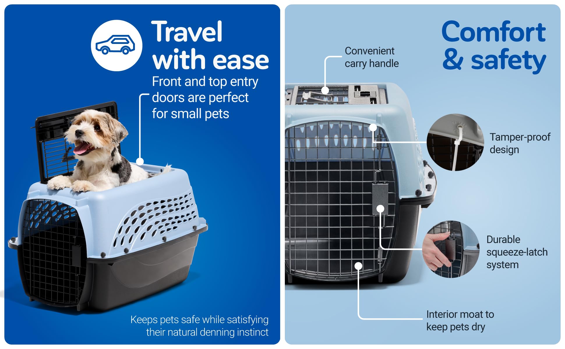 Aprobado por aerolíneas para viajar con mascotas.