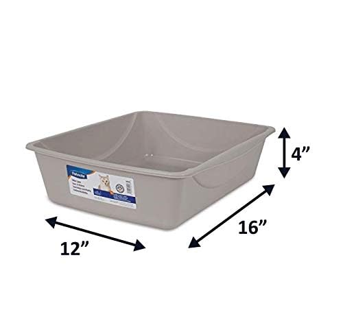 Petmate caja de arena abierta para gatos, Gris Ratón, vista superior para limpieza rápida