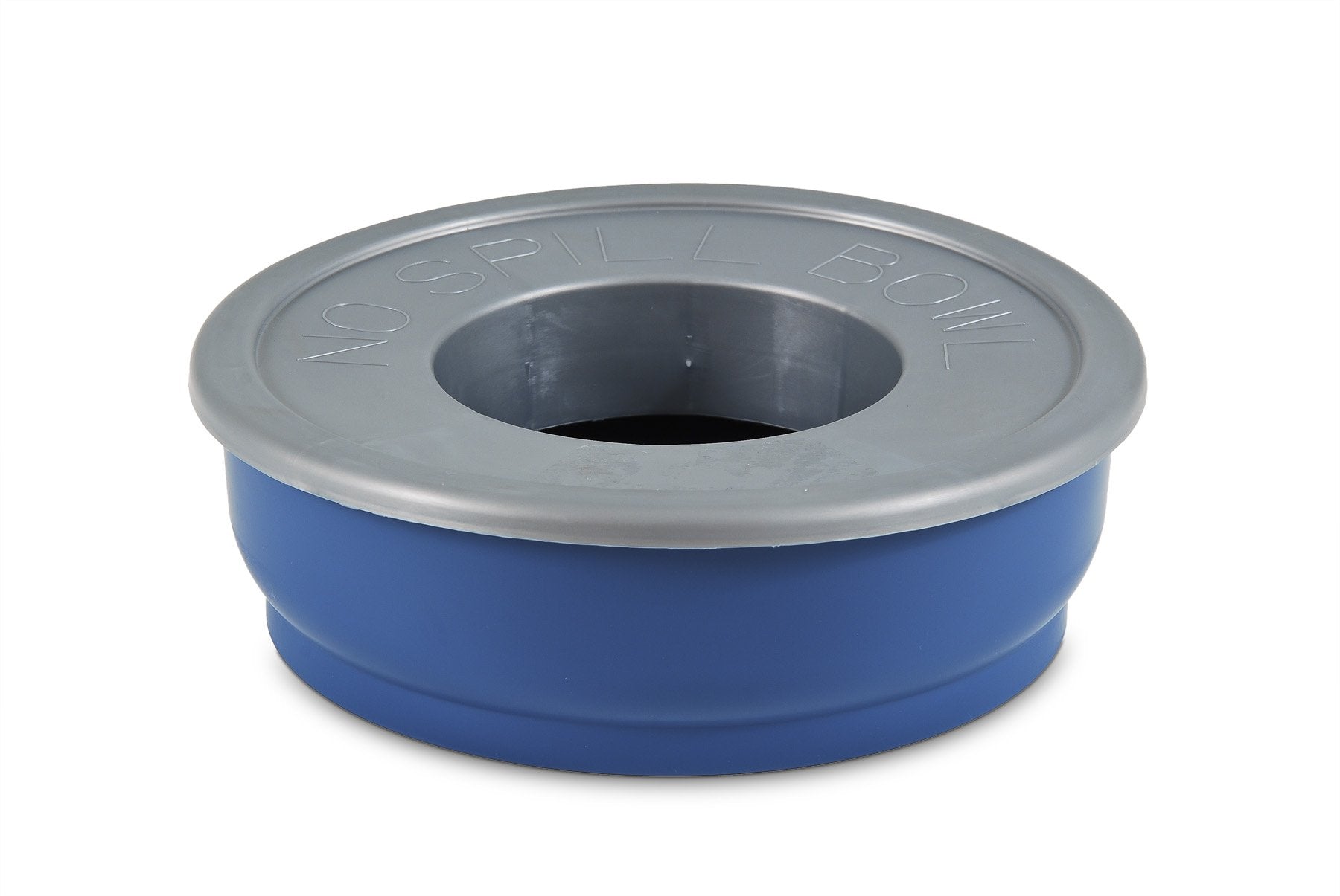 Petmate cuenco sin derrames azul, detalle de tapa abierta, facilita limpieza rápida.