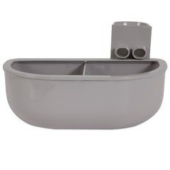 Petmate Doble Diner en jaula gris, ideal para comodidad del perro en jaulas pequeñas.