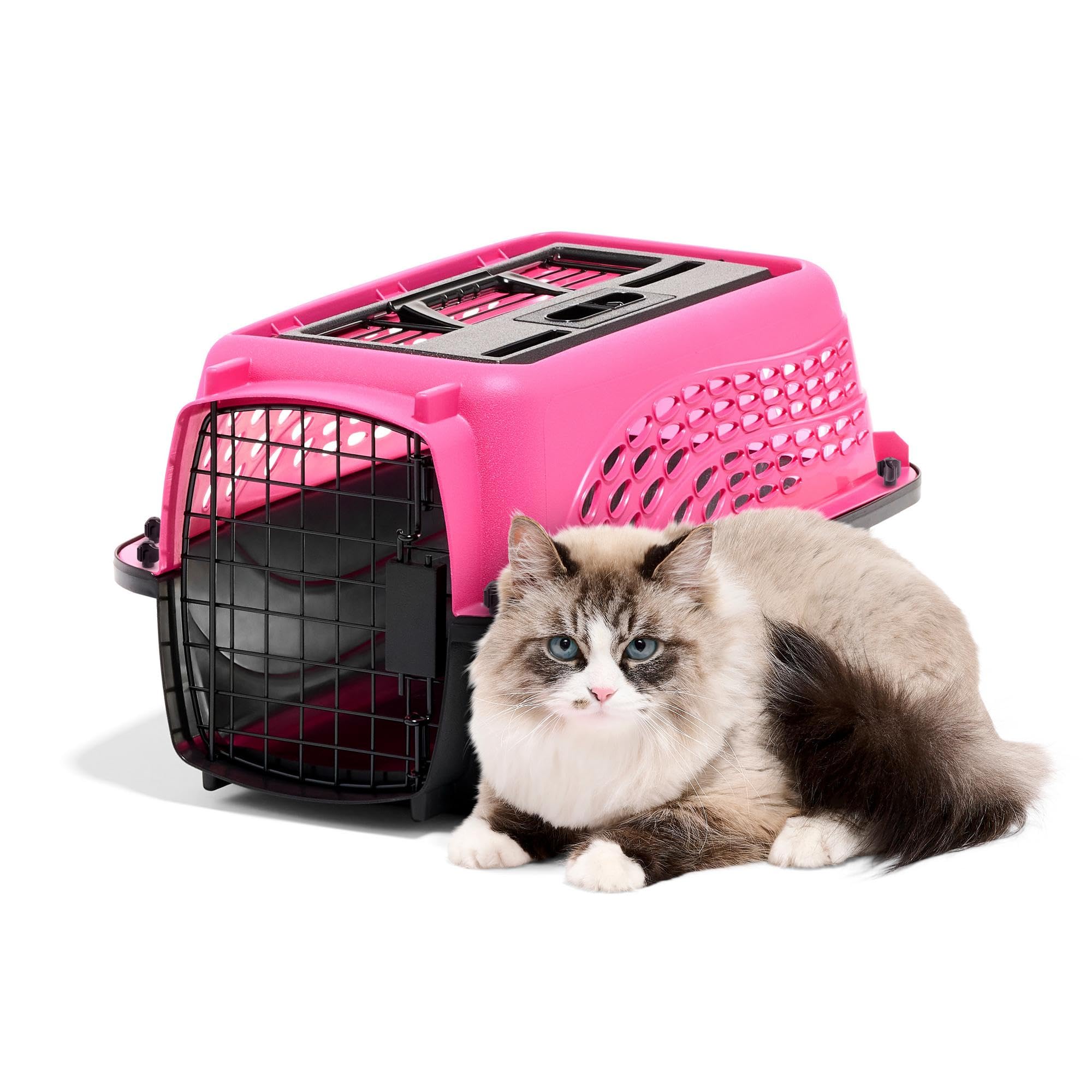 Petmate jaula con puerta superior para carga segura y rápida.