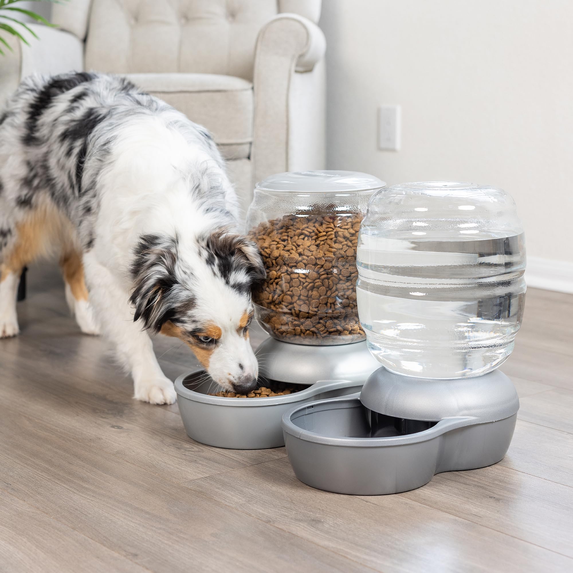 Petmate Replendish botella desmontable facilita limpieza y rellenado sin esfuerzo.