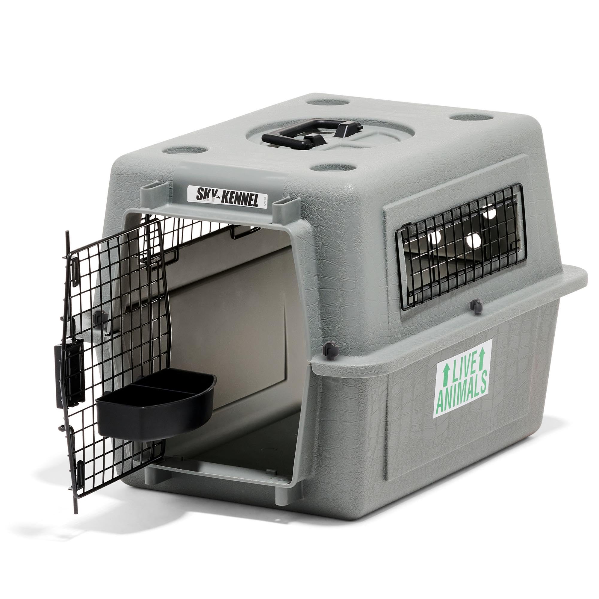 Petmate Sky Kennel, puerta con pestillo seguro para transporte tranquilo de tu mascota.