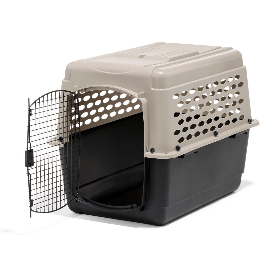 Petmate Vari Dog Kennel, vista frontal, transporte seguro para viajes.