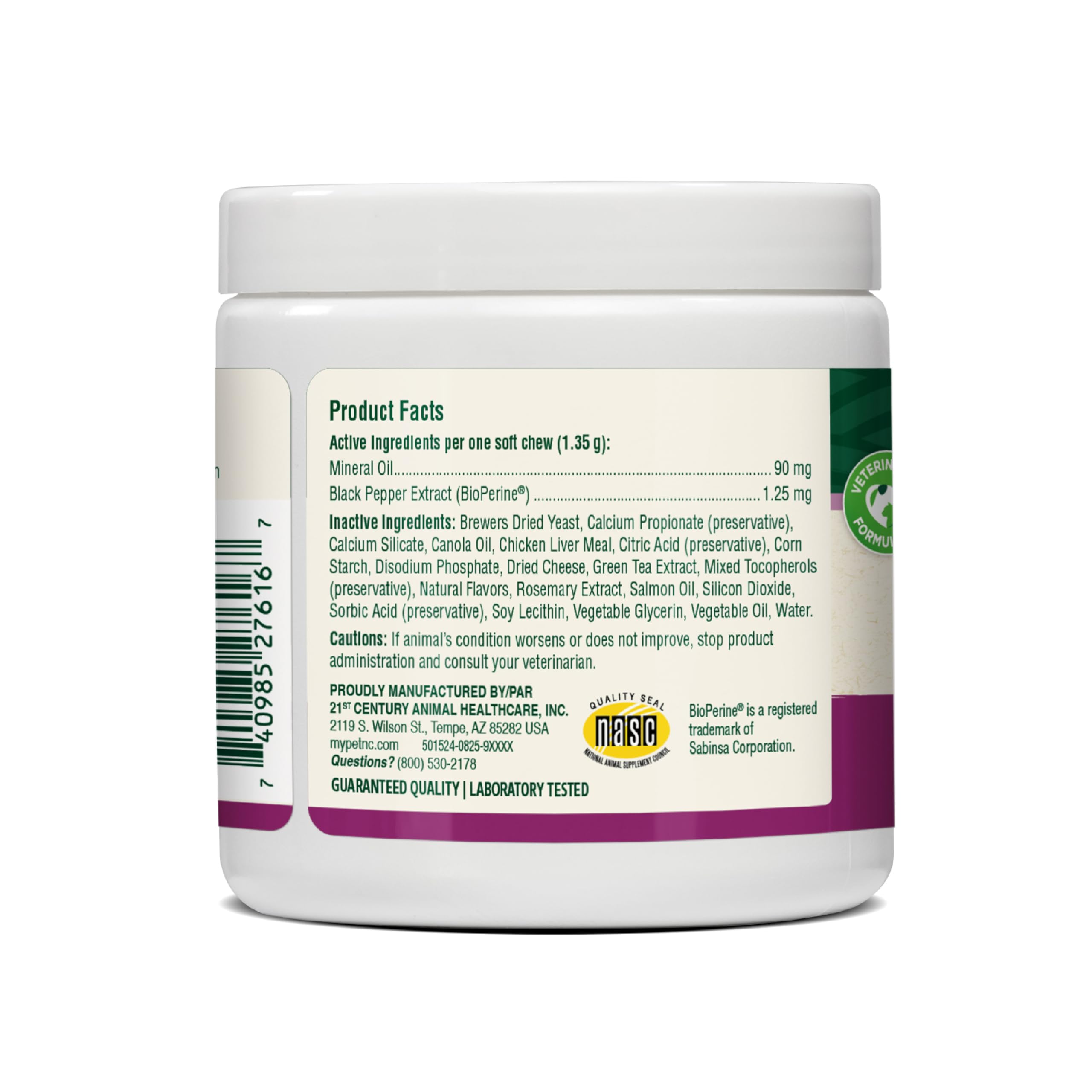 PetNC Hairball Soft Chews, ingredientes premium para apoyo digestivo felino.