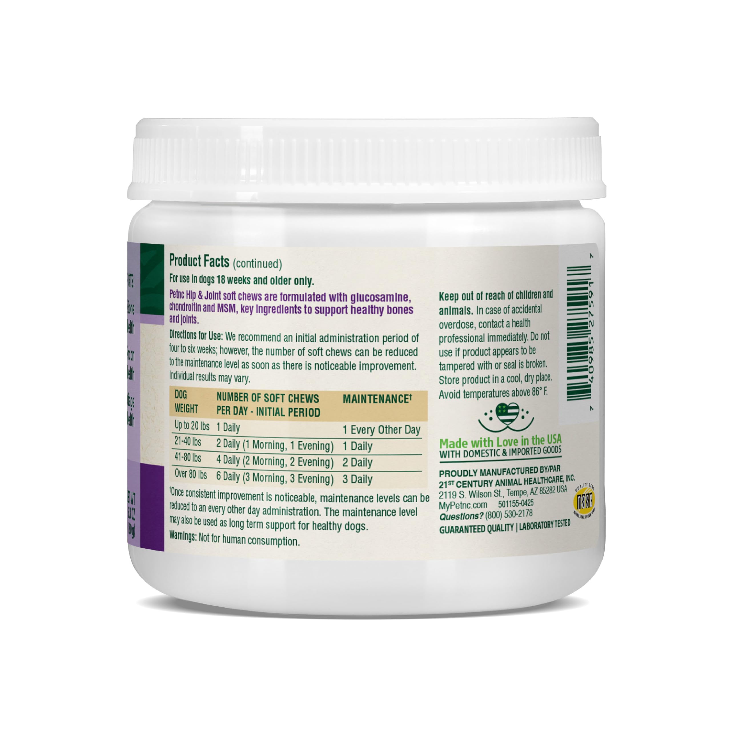 PetNC Hip & Joint, se administra con la comida para mejores resultados