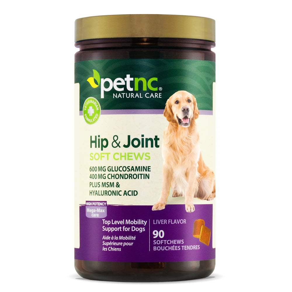 PetNC Natural Care Hip y Joint Mega Soft Chews, empaque práctico para dueños de mascotas.