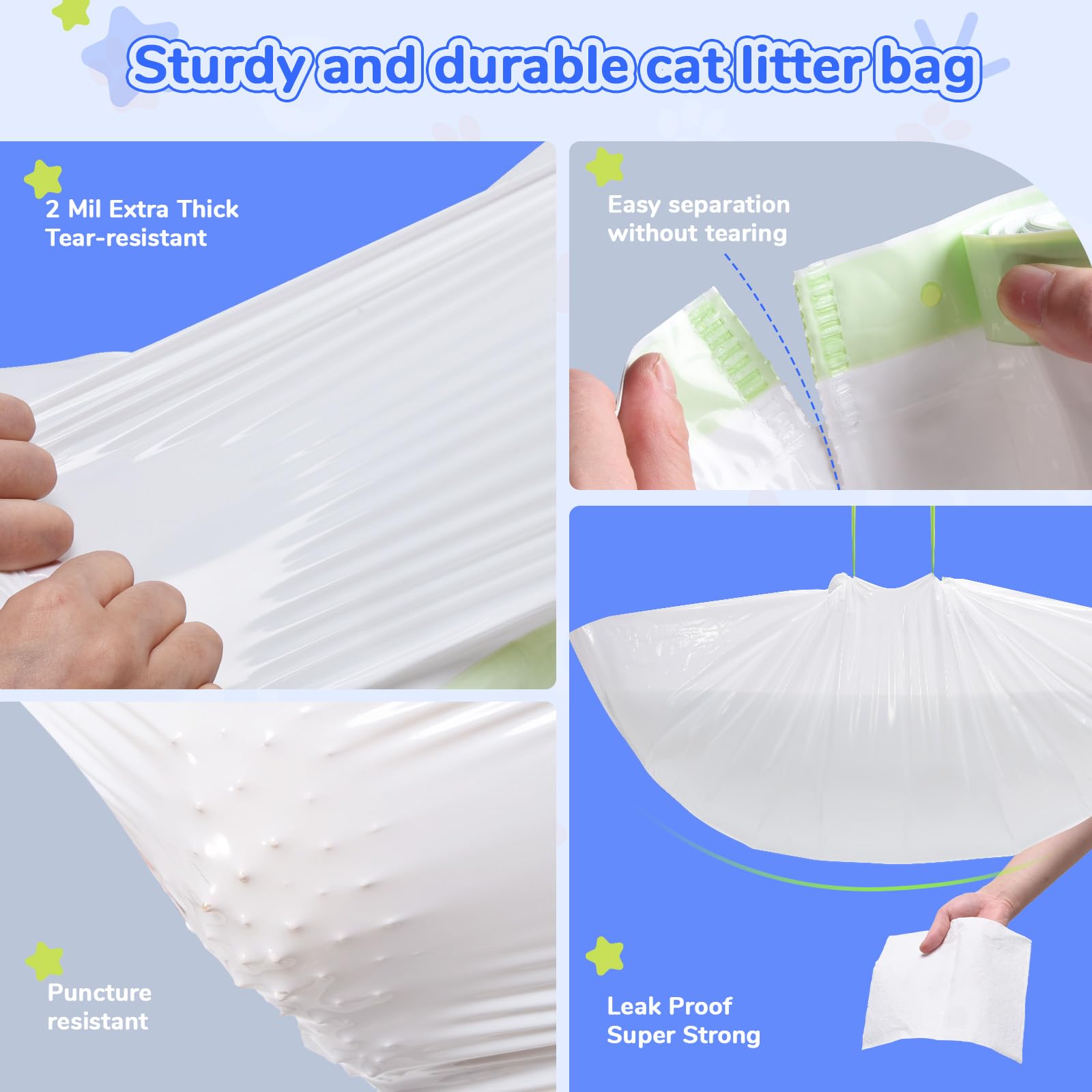 Bolsas PETOCAT para arenero facilitan el cambio con olor fresco al usar liners.