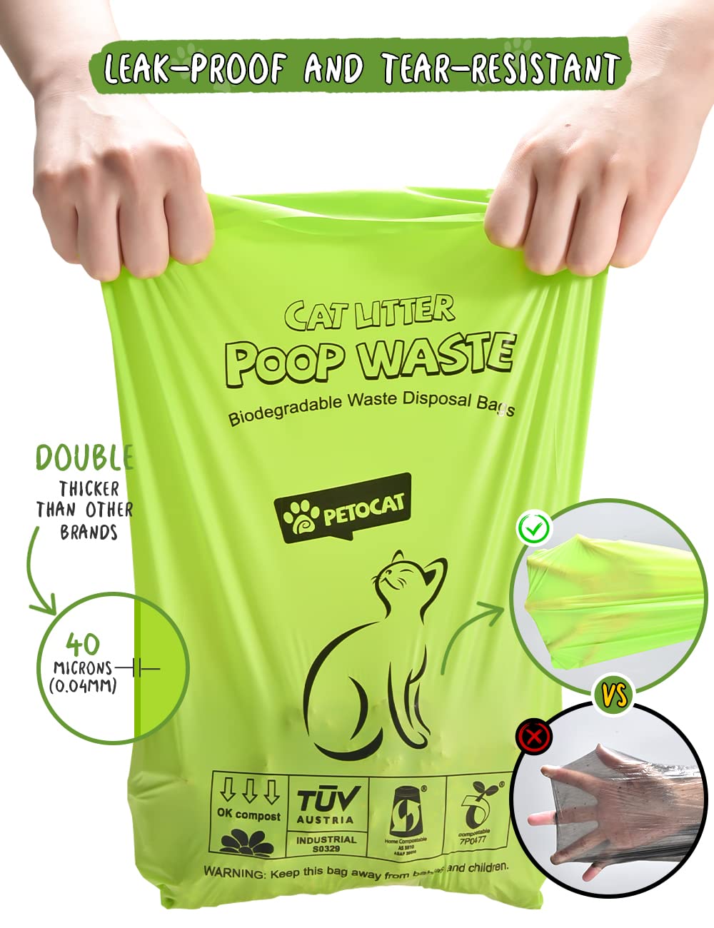 PETOCAT bolsas sin olor que reducen la exposición al ambiente.