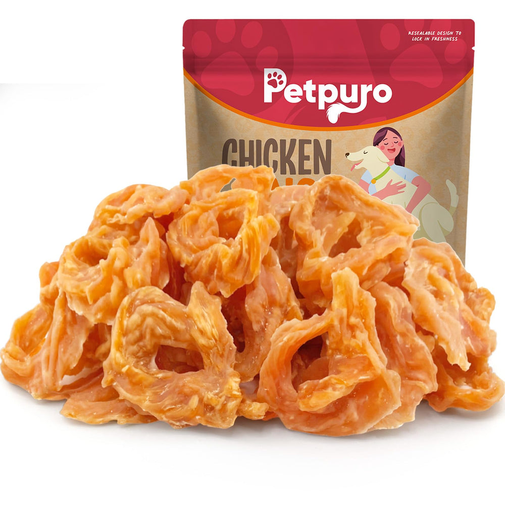PETPURO anillos de pollo para perros, empaque de 2 lb para snack diario