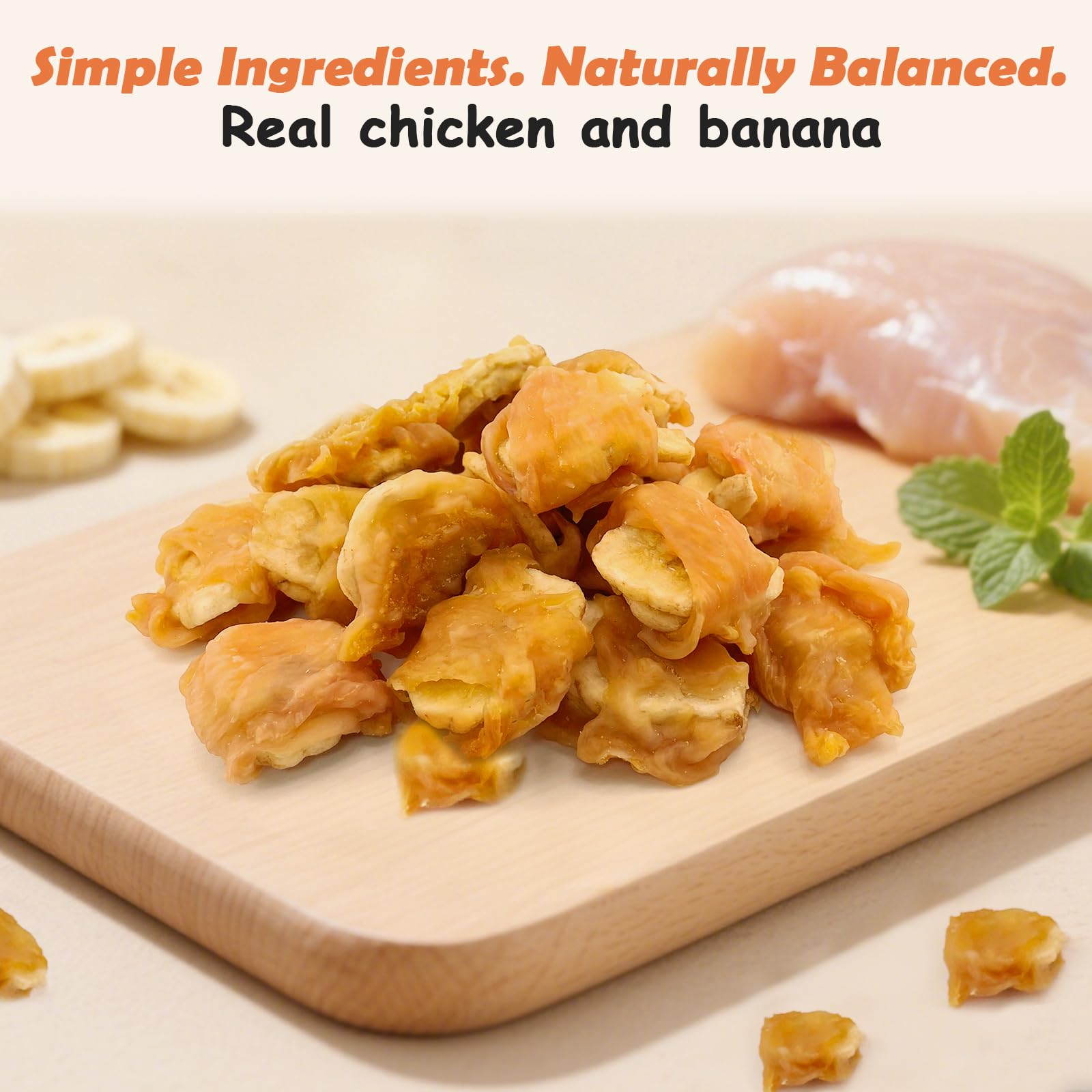 PETPURO bocaditos sin gluten con plátano, opción digestible para perros pequeños.