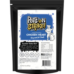 PETS ON STRIKE corazones de pollo liofilizados, snack proteico ideal para recompensas.