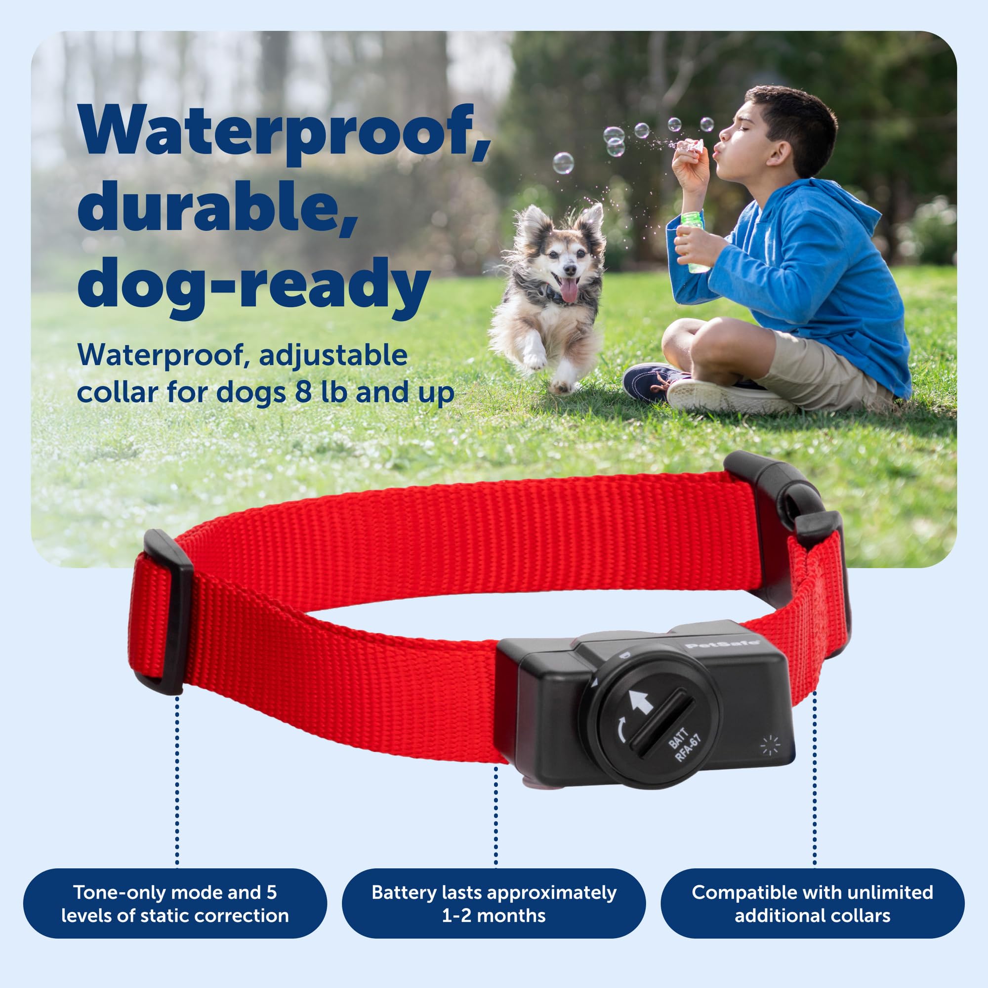 Batería reemplazable del collar PetSafe con larga duración.