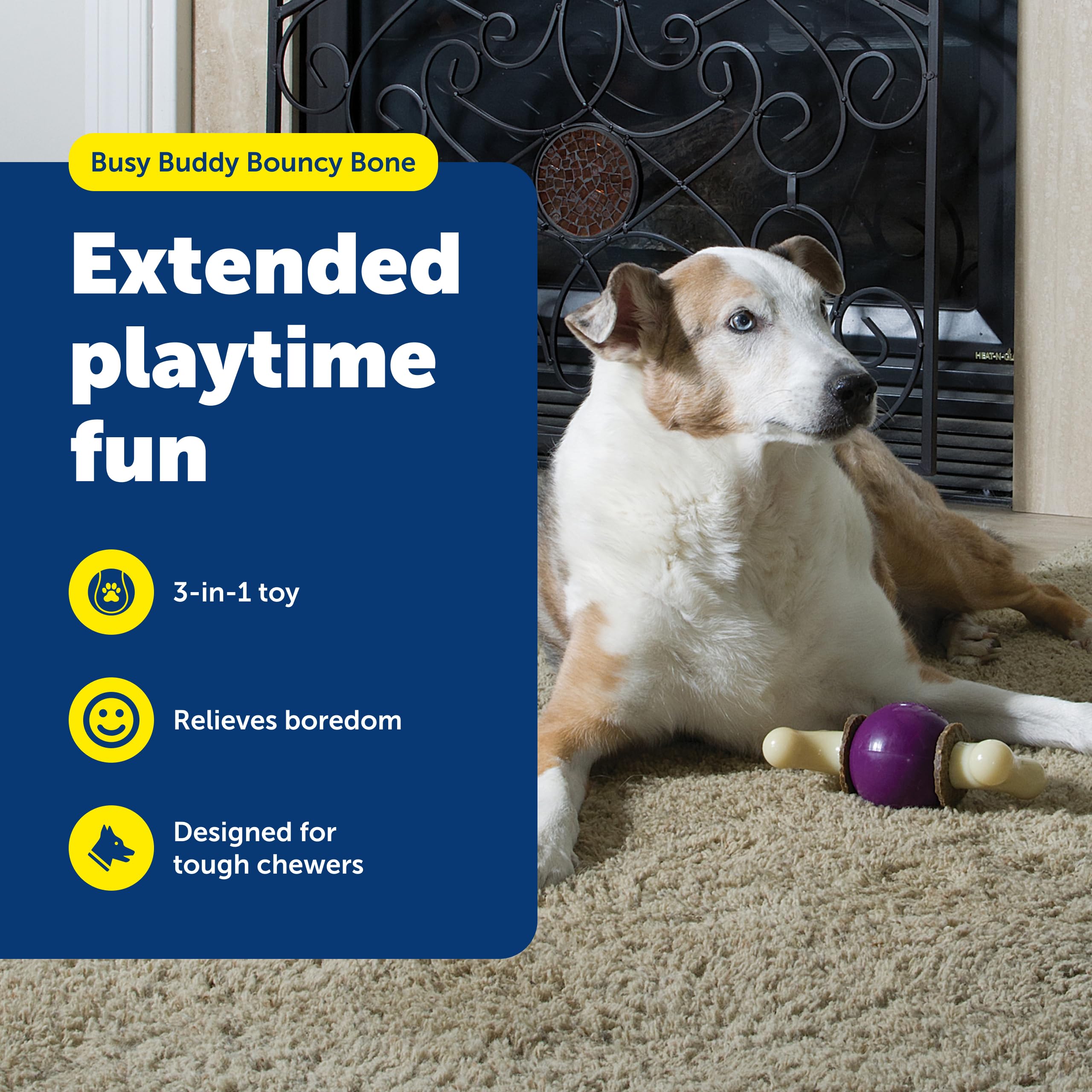 PetSafe Bouncy Bone: bola de caucho para juego interactivo y alivio de la ansiedad.