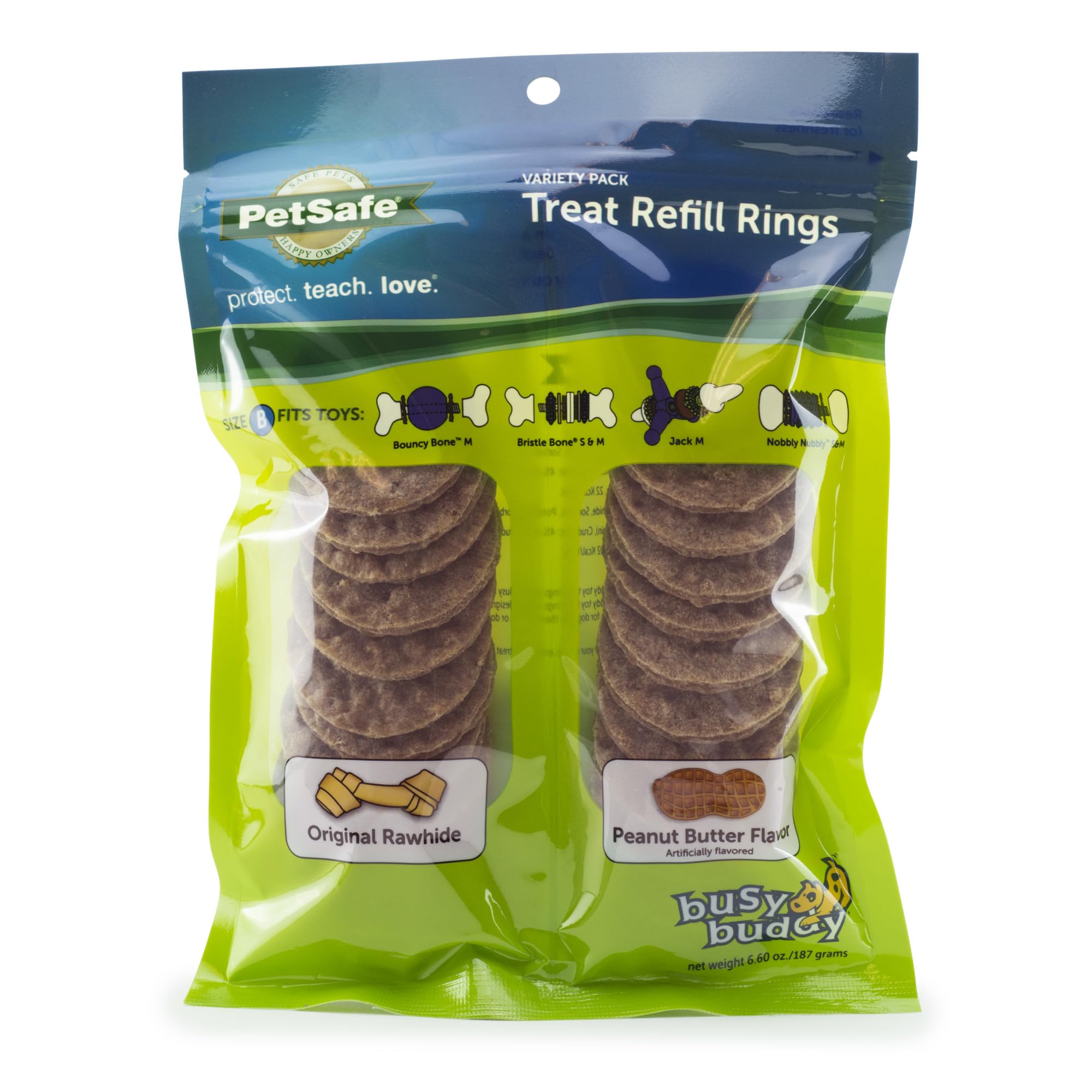 PetSafe Busy Buddy, anillos de tratamiento rawhide en variedad para masticar