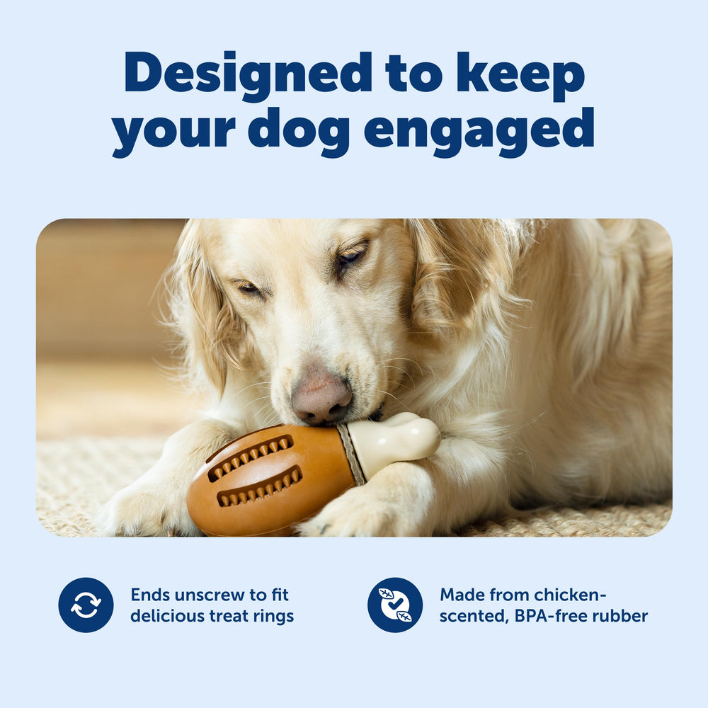 PetSafe Chompin' Chicken: aroma a pollo que estimula el juego y recompensa.
