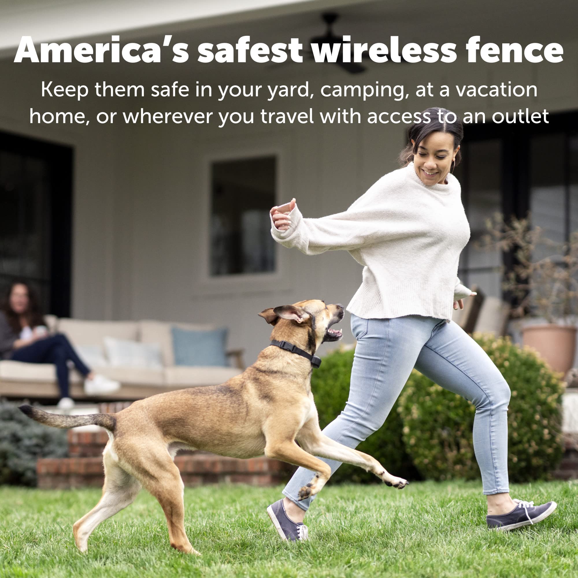 PetSafe pantalla LCD muestra tamaño del borde y nivel de batería para configuración informada.