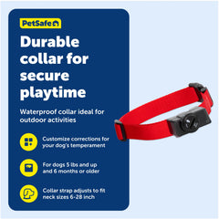 Collar receptor ajustable PetSafe, apto para cuellos de 15 a 71 cm.